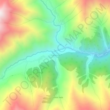 Mapa topográfico Yaylalar, altitud, relieve