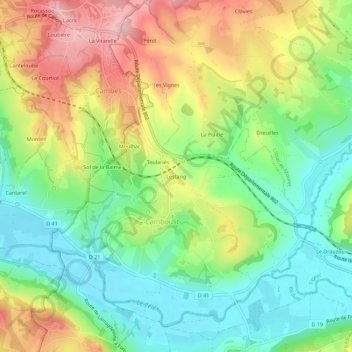 Mapa topográfico Lestang, altitud, relieve