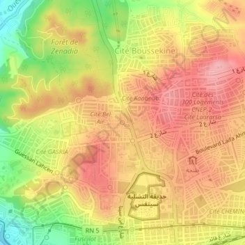 Mapa topográfico Poste mousquee belair, altitud, relieve