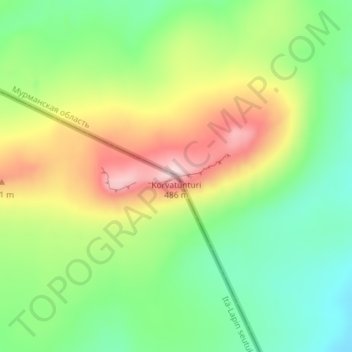 Mapa topográfico Korvatunturi, altitud, relieve