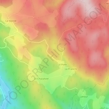 Mapa topográfico Puy Monteil, altitud, relieve