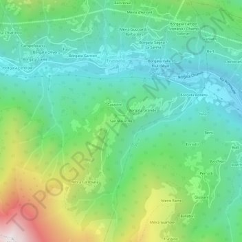 Mapa topográfico San Maurizio, altitud, relieve