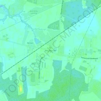 Mapa topográfico Shoulders Hill, altitud, relieve