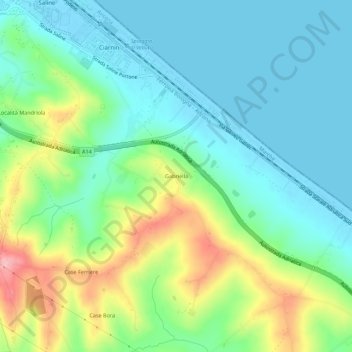Mapa topográfico Gabriella, altitud, relieve