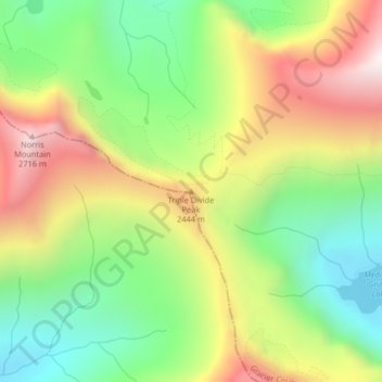 Mapa topográfico Triple Divide Peak, altitud, relieve