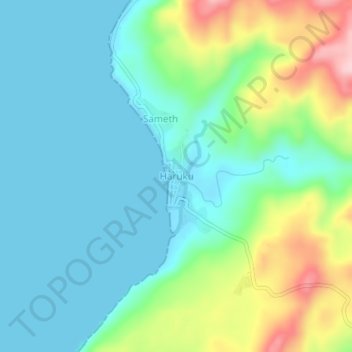 Mapa topográfico Haruku, altitud, relieve