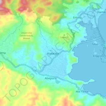Mapa topográfico Kotaraja, altitud, relieve