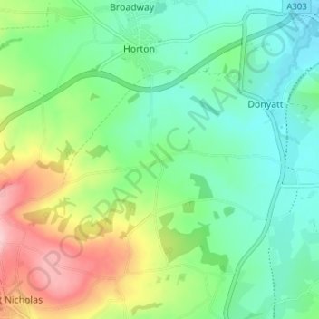 Mapa topográfico Crock Street, altitud, relieve