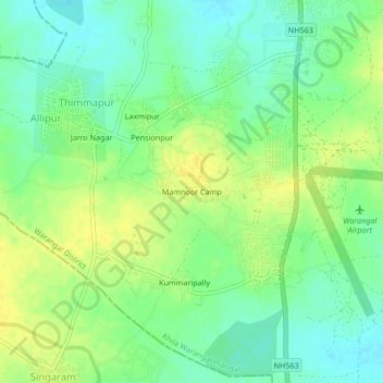 Mapa topográfico Mamnoor Camp, altitud, relieve