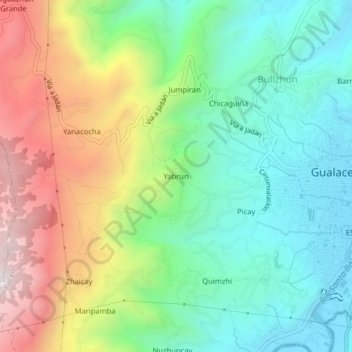 Mapa topográfico Yabrun, altitud, relieve