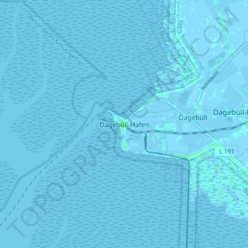 Mapa topográfico Dagebüll-Hafen, altitud, relieve