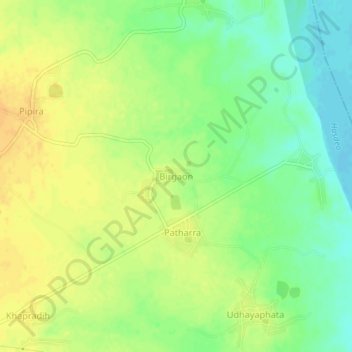 Mapa topográfico Birgaon, altitud, relieve