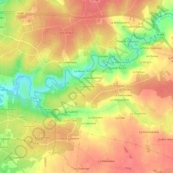 Mapa topográfico La Maretière, altitud, relieve