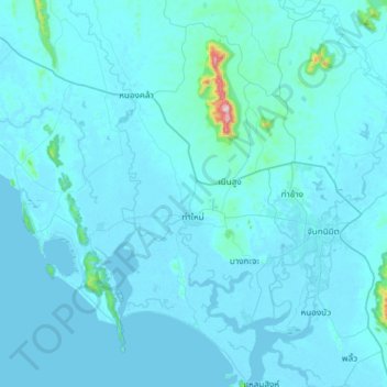 Mapa topográfico Khao Baisi, altitud, relieve