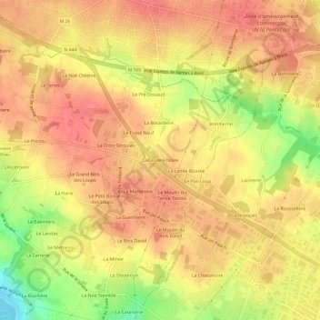 Mapa topográfico LaBarriere Noire, altitud, relieve