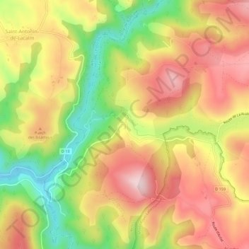 Mapa topográfico Arifat, altitud, relieve