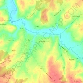 Mapa topográfico Chez Vaslet, altitud, relieve