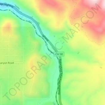 Mapa topográfico Cable, altitud, relieve