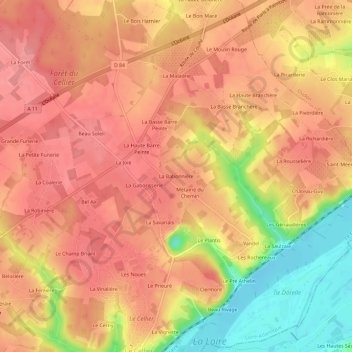 Mapa topográfico La Babonnière, altitud, relieve