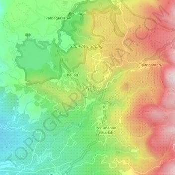 Mapa topográfico Negal, altitud, relieve