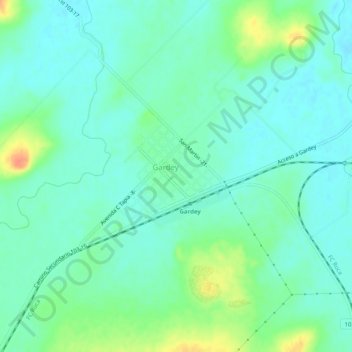 Mapa topográfico Gardey, altitud, relieve
