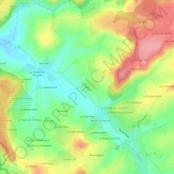 Mapa topográfico Fée, altitud, relieve