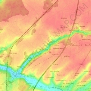 Mapa topográfico Sauvé, altitud, relieve