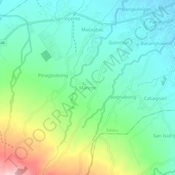 Mapa topográfico Mariroc, altitud, relieve