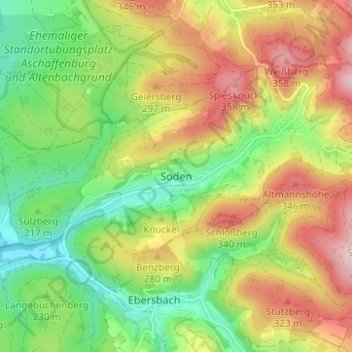 Mapa topográfico Soden, altitud, relieve