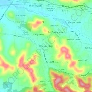 Mapa topográfico Williamson Estates, altitud, relieve