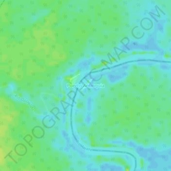 Mapa topográfico Puerto Antioquia, altitud, relieve