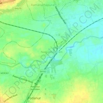 Mapa topográfico Nanjundapuram, altitud, relieve