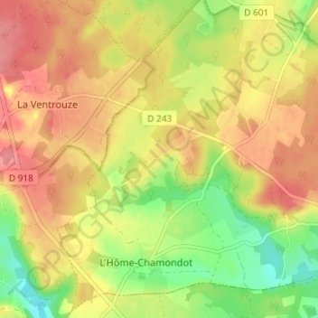 Mapa topográfico Le Mont Huchet, altitud, relieve