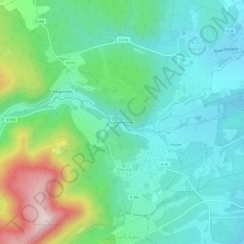 Mapa topográfico Kupferhammer, altitud, relieve