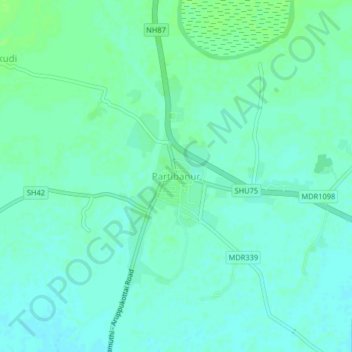 Mapa topográfico Partibanur, altitud, relieve