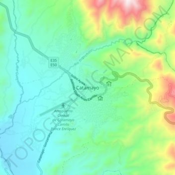 Mapa topográfico Catamayo, altitud, relieve
