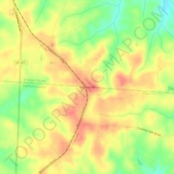 Mapa topográfico Blackstock, altitud, relieve
