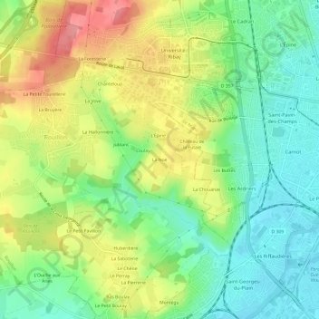 Mapa topográfico La Noë, altitud, relieve