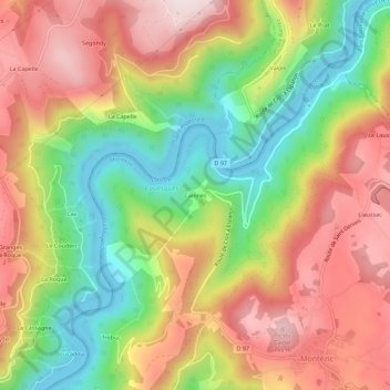 Mapa topográfico Canines, altitud, relieve