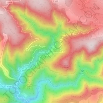 Mapa topográfico Labastide-Esparbaïrenque, altitud, relieve