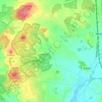 Mapa topográfico Shelfield, altitud, relieve