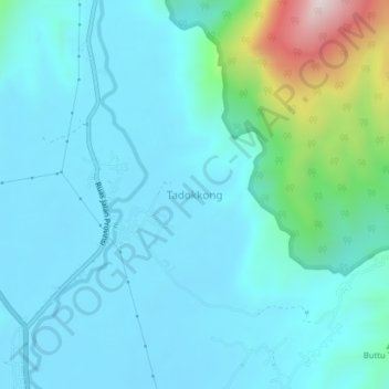 Mapa topográfico Tadokkong, altitud, relieve