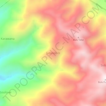 Mapa topográfico Sidondo Ii, altitud, relieve