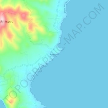 Mapa topográfico Soros, altitud, relieve
