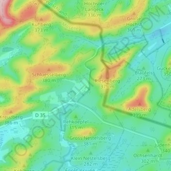 Mapa topográfico Bremendell, altitud, relieve