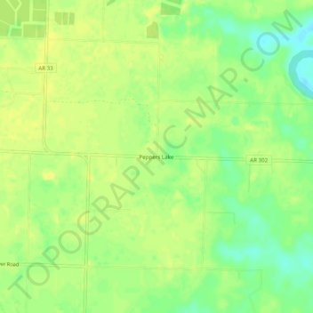 Mapa topográfico Peppers Lake, altitud, relieve