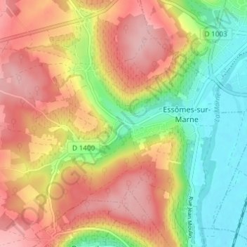 Mapa topográfico Montcourt, altitud, relieve