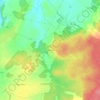 Mapa topográfico Le Gaudreau, altitud, relieve