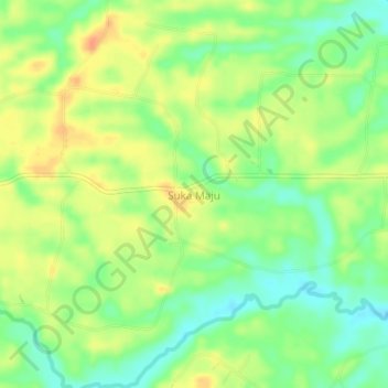 Mapa topográfico Suka Maju, altitud, relieve