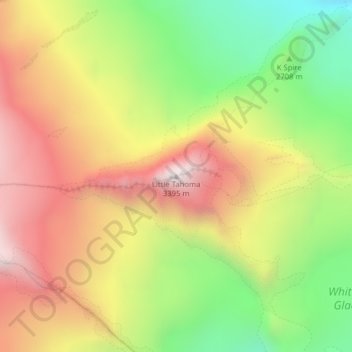 Mapa topográfico Little Tahoma, altitud, relieve